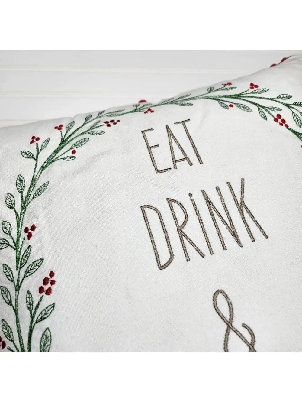 Cynthia Rowley 20x20 Eat Drink & Be Cozy Christmas Pillow Feather Fill